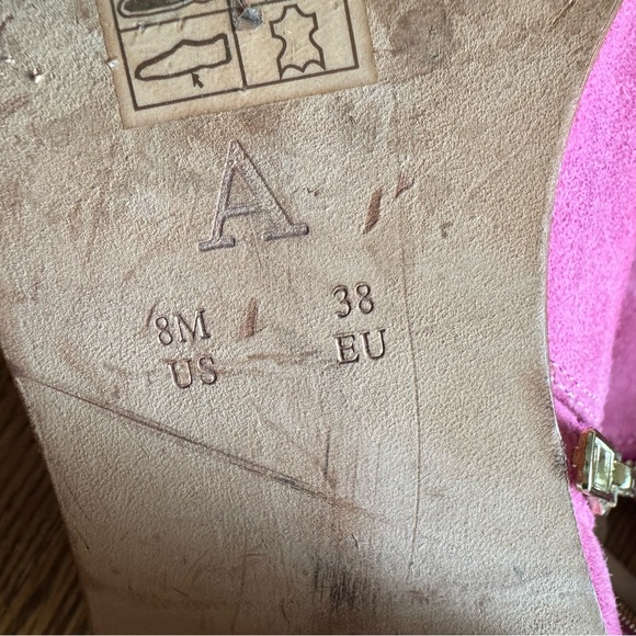Anthropologie Size 8 Pink Suede Ankle Boots Silent D - Picture 4 of 4